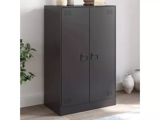 Buffet noir 67x39x107 cm acier