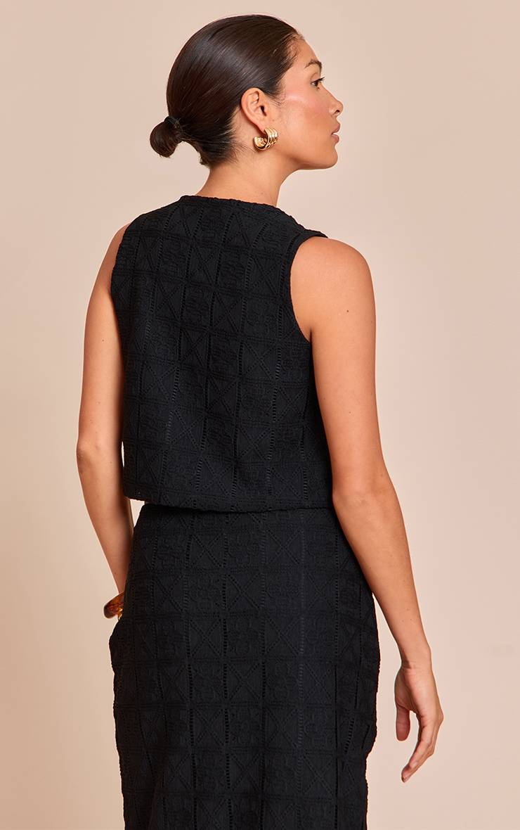 Noir Haut Petite À Motifs Avec Nœud Sur Le Devant