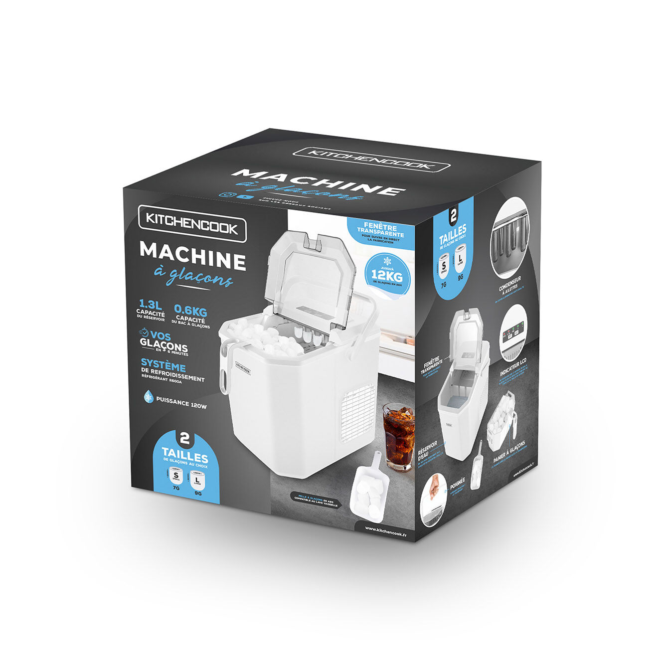 Kitchencook Machine à glacon cubeo grise