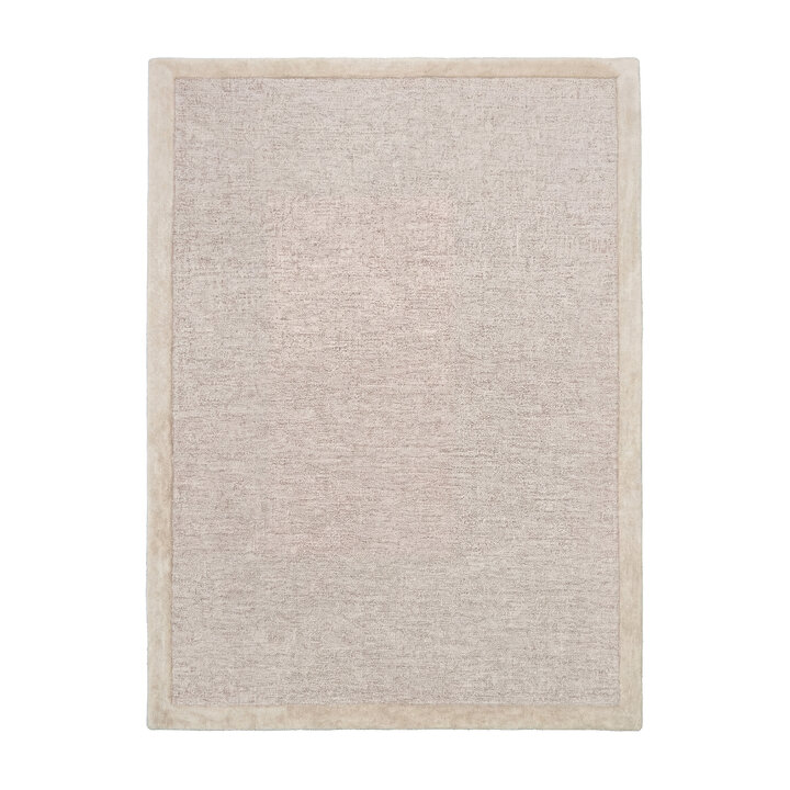 Laagpolig vloerkleed - Elena Border Taupe - Handgetuft