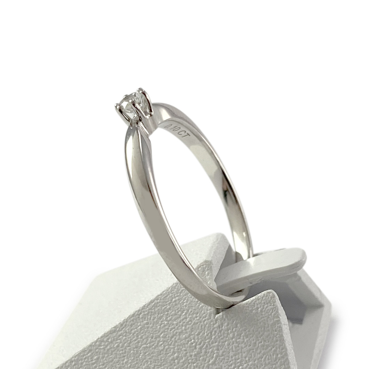 Solitaire d'occasion or 750 blanc diamant 0,10 carat