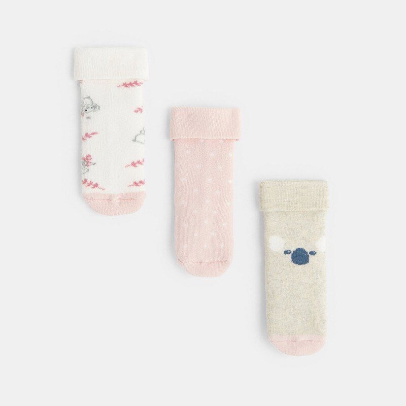 Chaussettes bouclettes rose bébé fille (lot de 3) Rose
