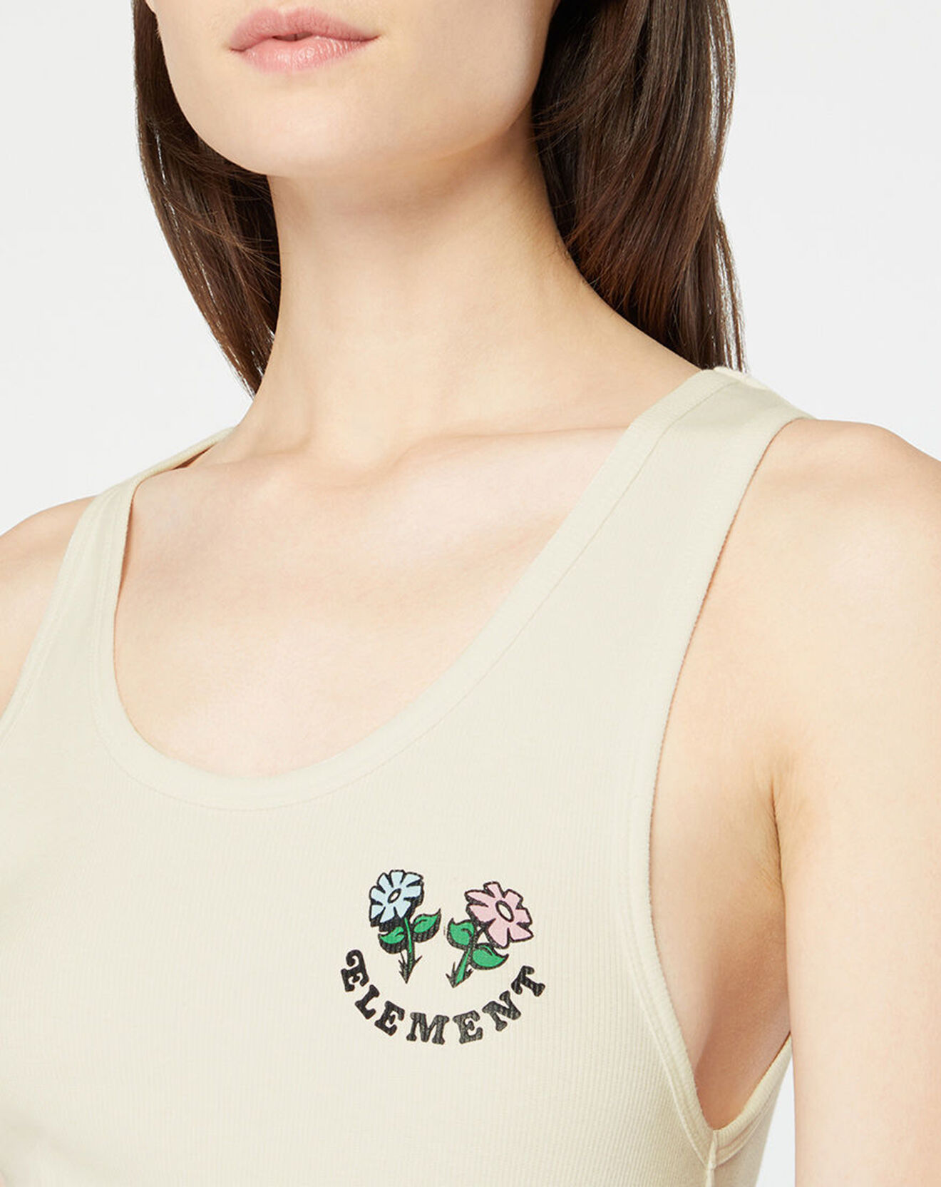 Element Crop-Top 100% Coton Bio Tank Smile écru