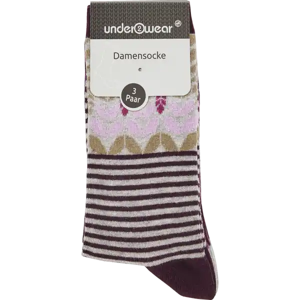 Socken 3er Herbst Floral beere 39 / 42