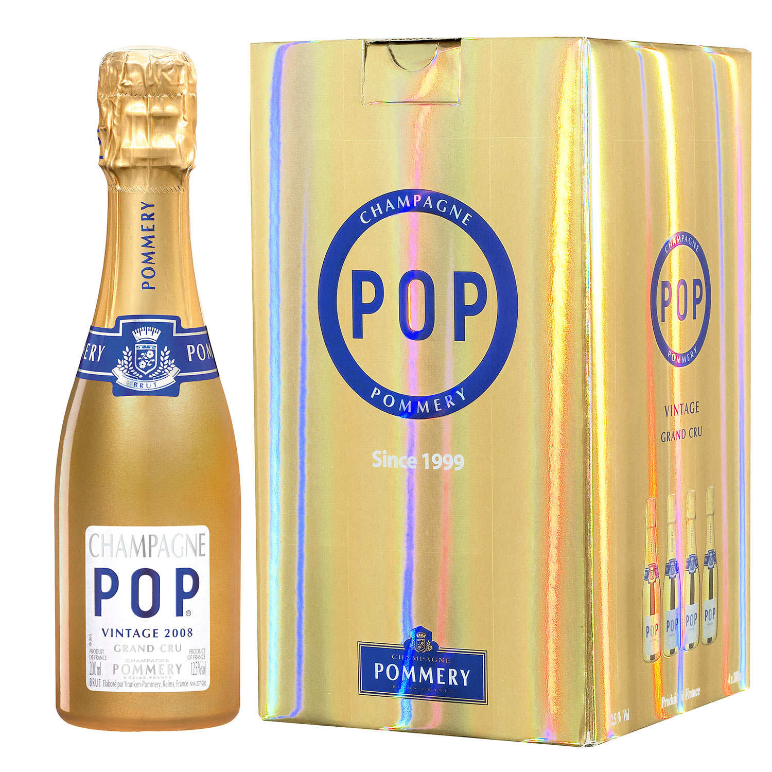Champagne Gold Pop Vintage  Pommery étui 4 quarts