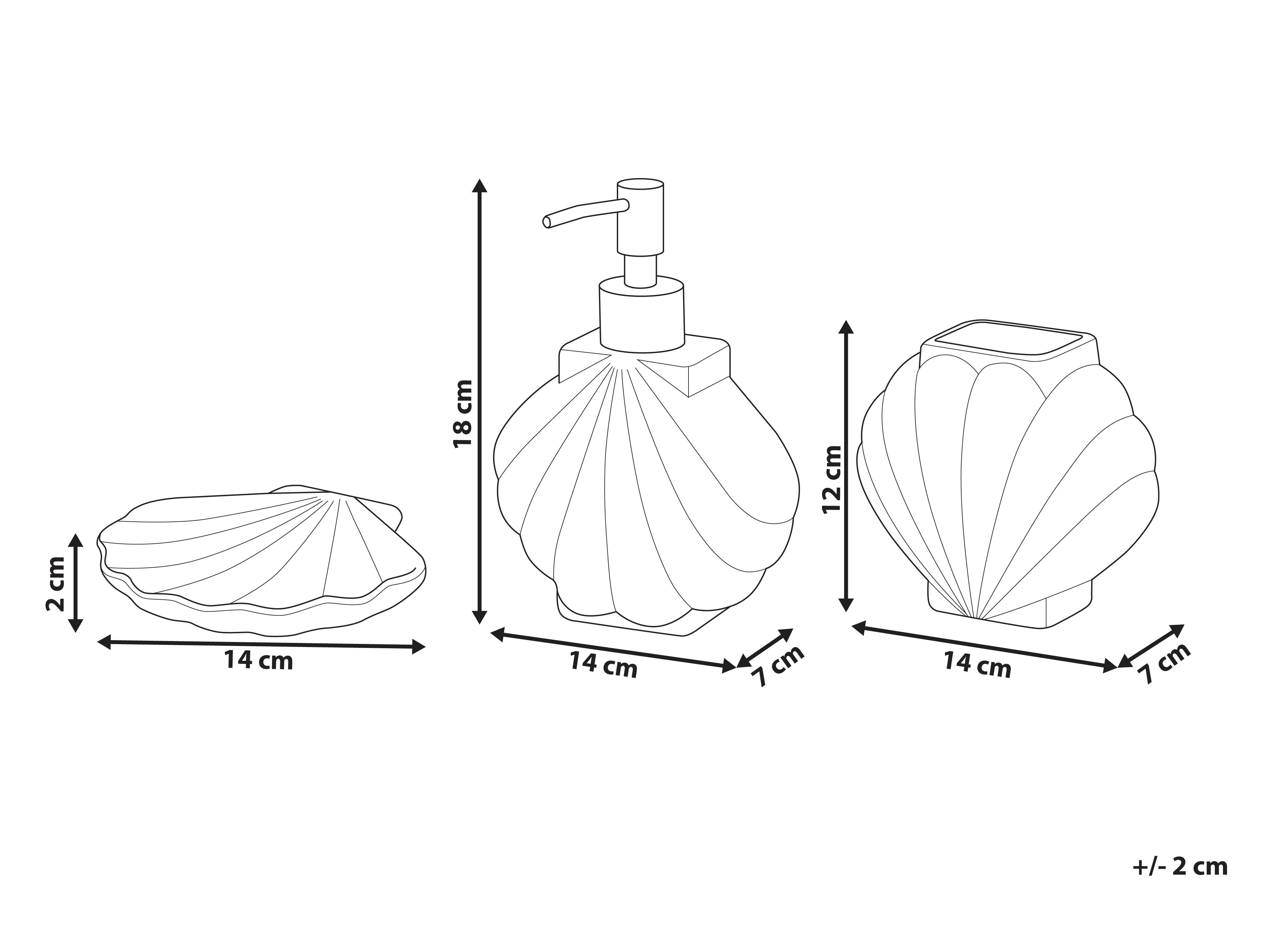 3-delige badkameraccessoireset SHELL Keramiek Wit