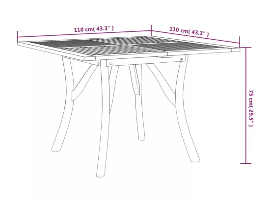 Table de jardin 110x110x75 cm Bois d'acacia solide