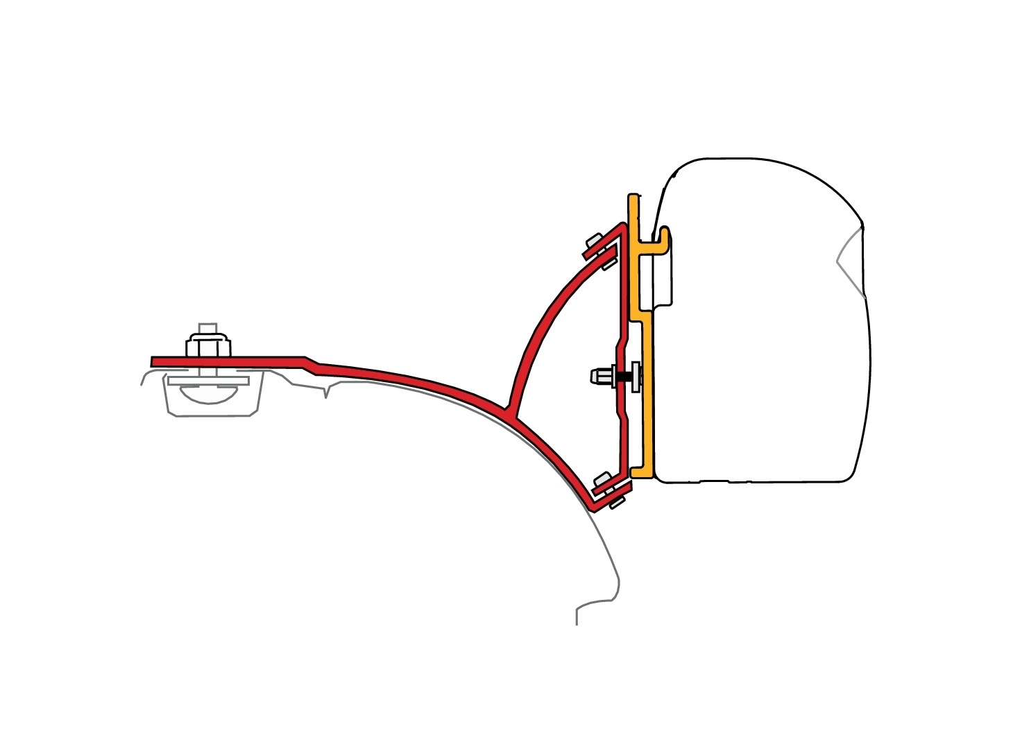 Markisen-Adapter F43van für VW T5 / T6 / T6.1 Multivan mit C-Schiene - Linkslenker