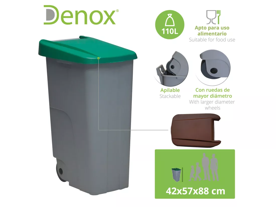 Recycler le conteneur 110 litres fermé - vert, L42 P 57 H88