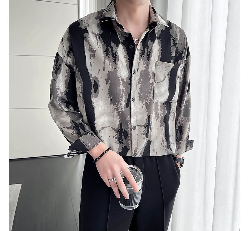 Lefitt - Top met lange mouwen en tie-dye print in marmermotief