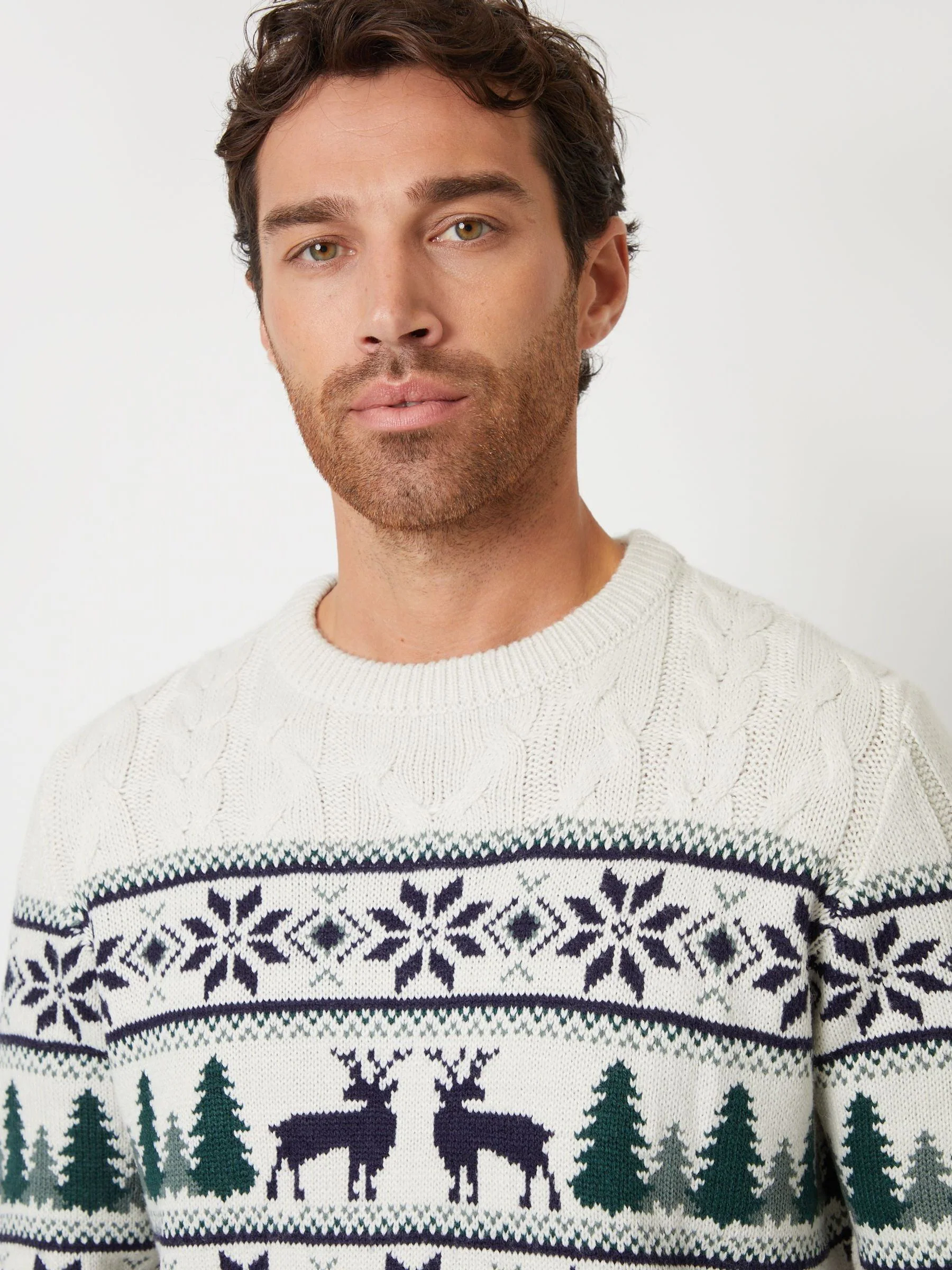 Threadbare Cable Knit Christmas Fairisle Pattern Jumper