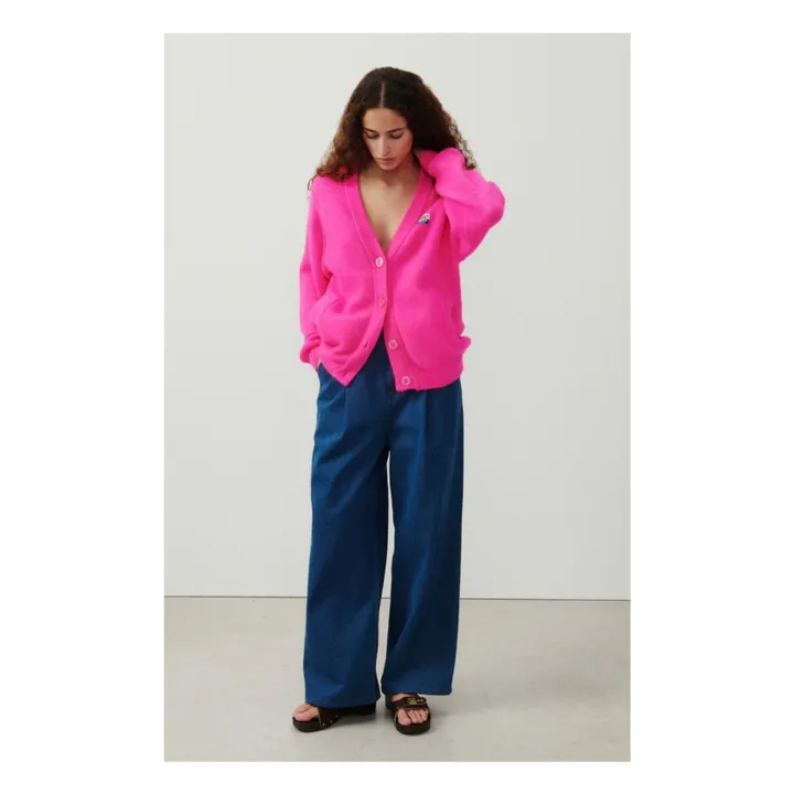 American Vintage Cardigan Vitow Alpaga et Laine | Rose fluo