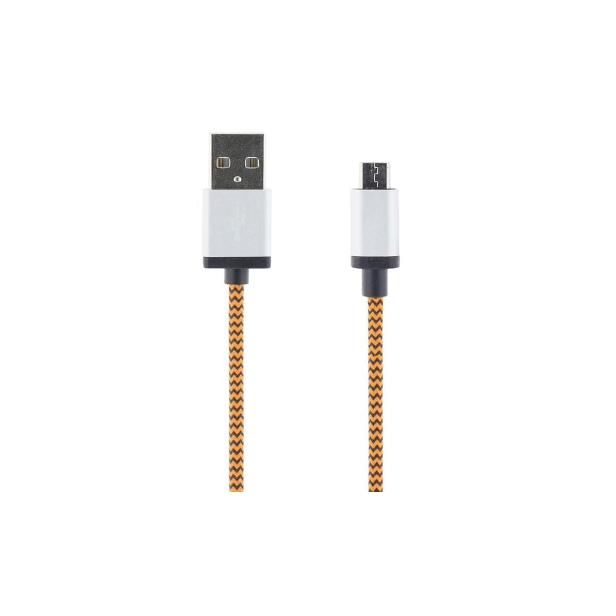 STREETZ USB-kabel, Tygklädd, Typ A ha - Typ Micro B, 1m, orange