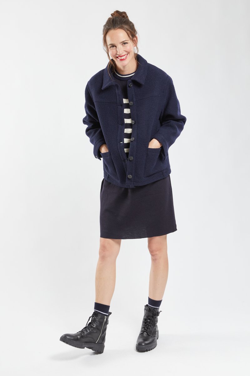 Veste courte coupe boxy - laine bouillie