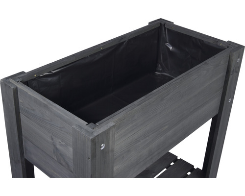 Verhoogde tuinbak op palen Dobar Auvergne incl. beplantingsliner 80 x 40 x 78 cm antraciet