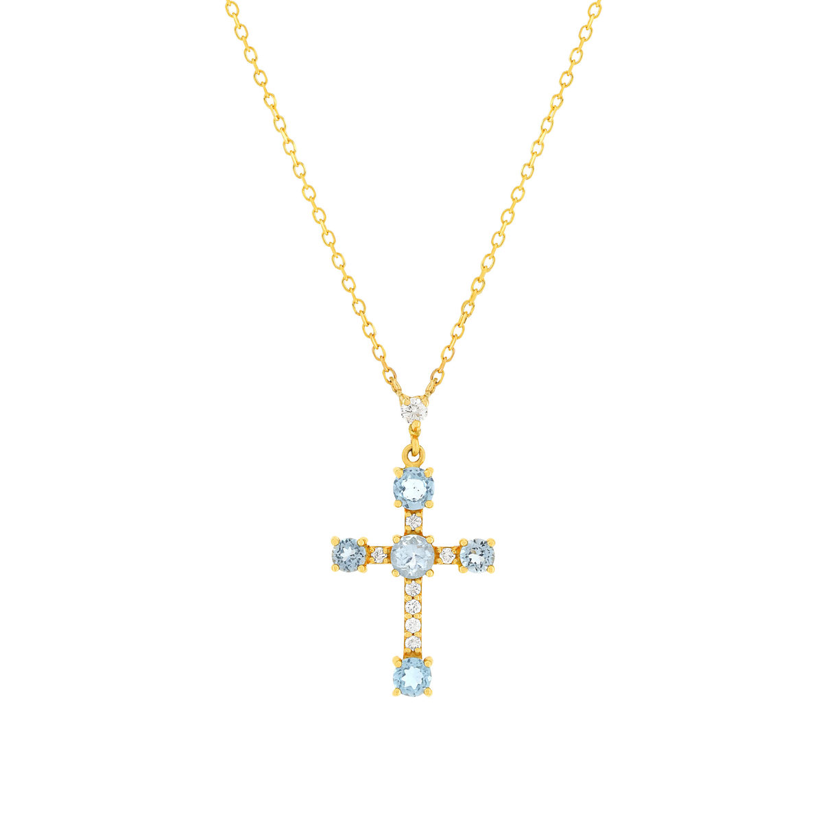 Collier or jaune 375 topazes zirconias 45 cm