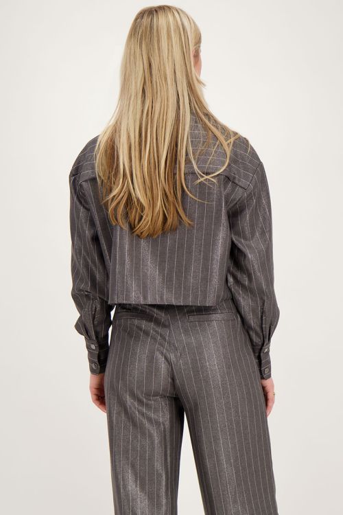 Grijze metallic pinstripe blouse