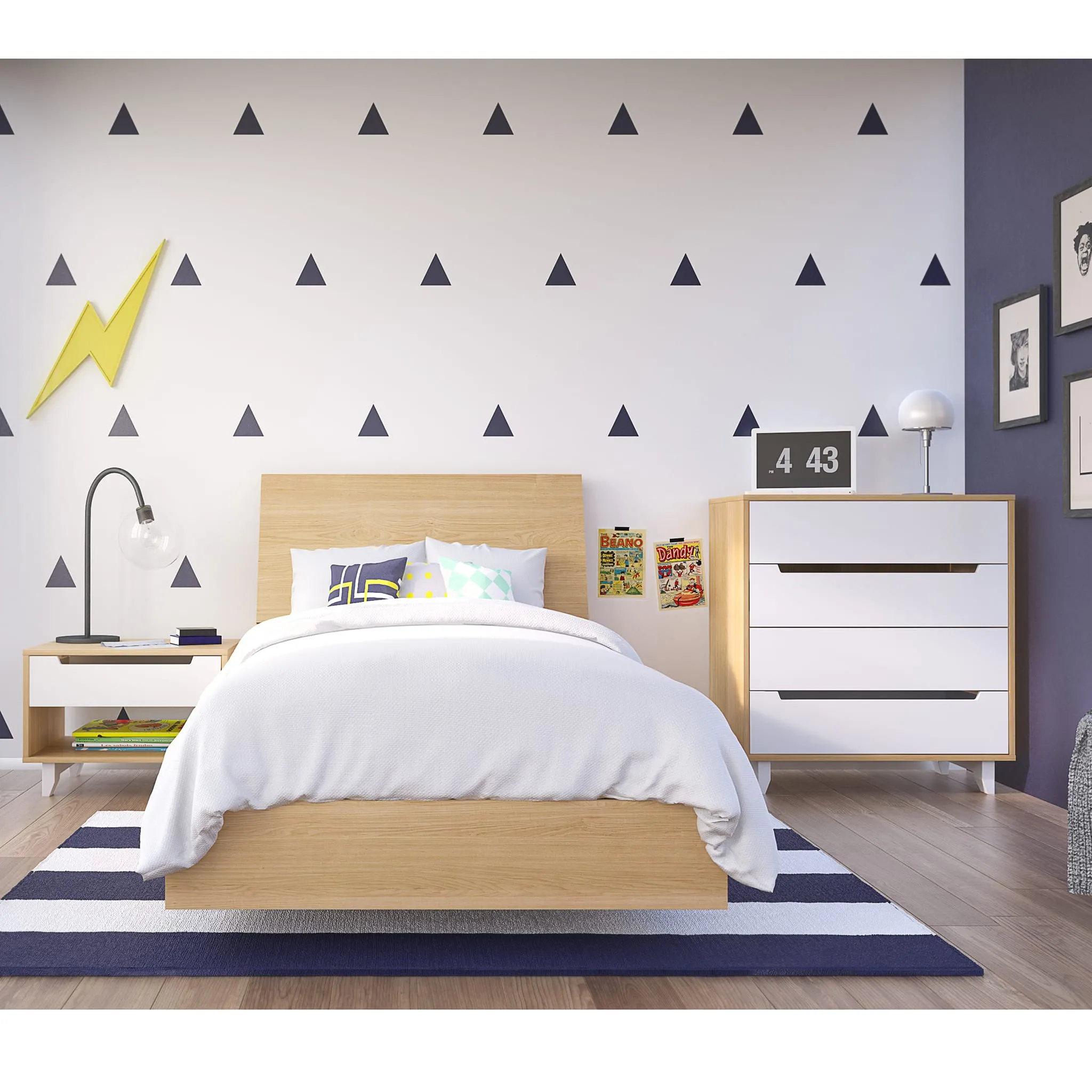 Nexera Bureau 4 Tiroirs Nomad - Blanc et Érable Naturel