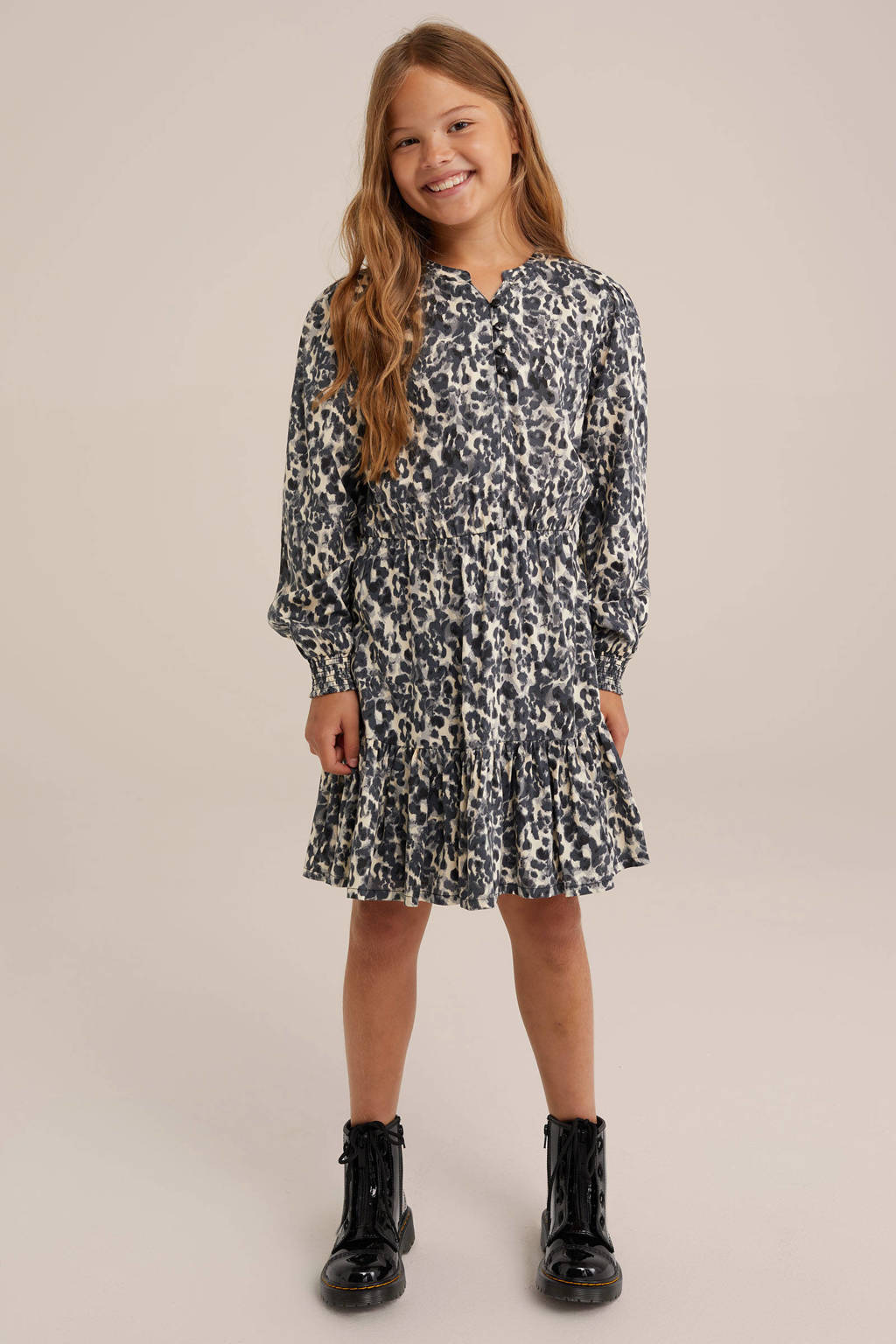WE Fashion A-lijn jurk met all over print en volant