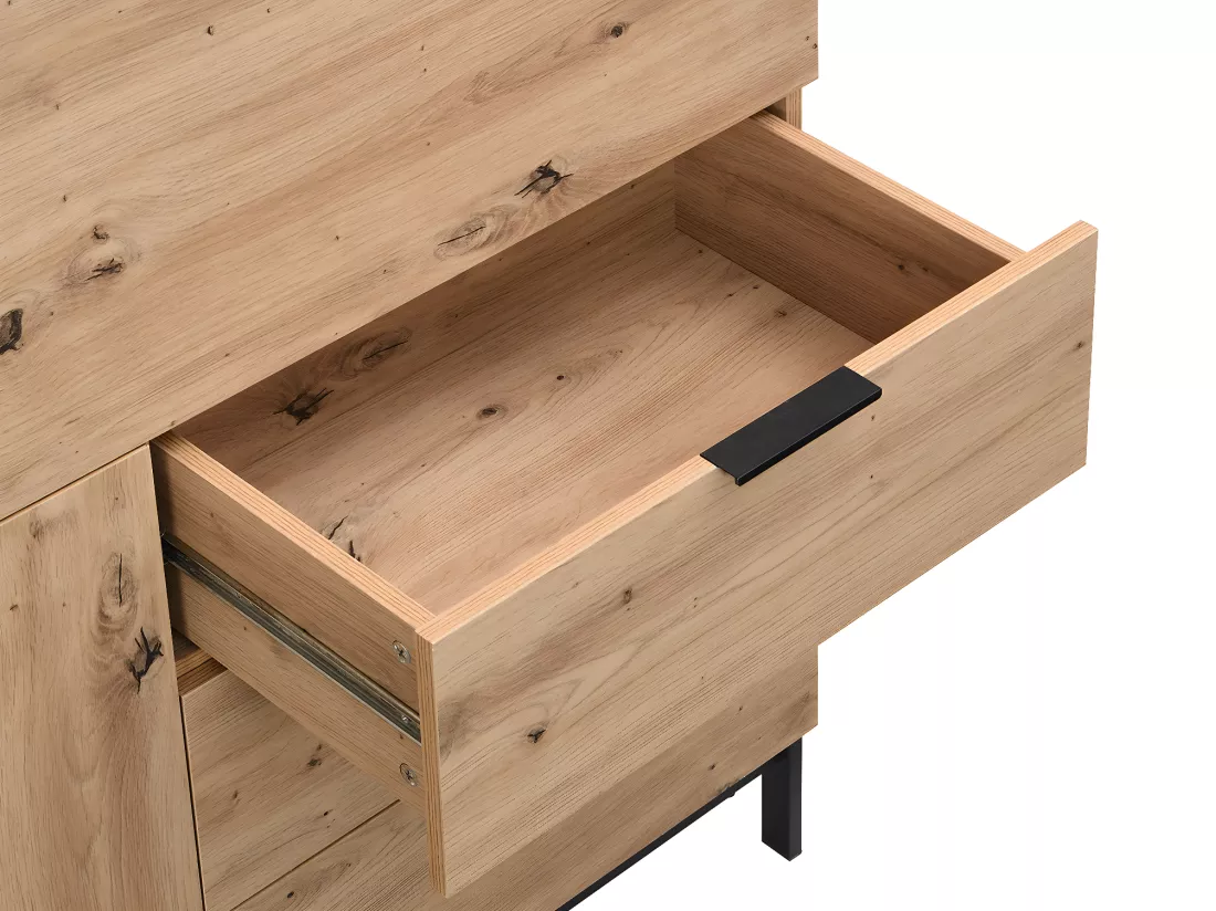 Secrétaire avec 2 porte et 3 tiroirs - MDF et métal - Coloris : Naturel - ERWIN