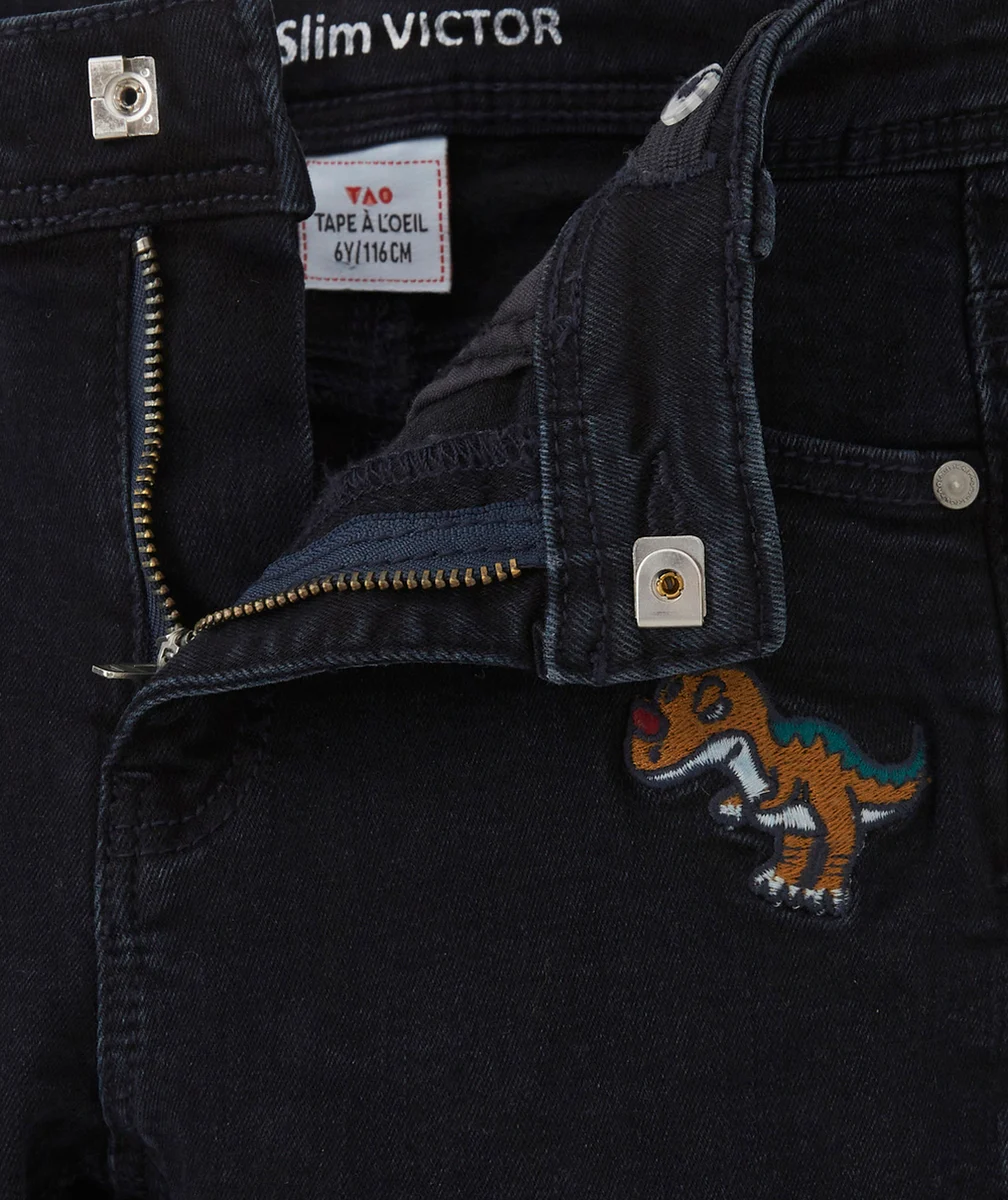 VICTOR LE JEAN BRUT SLIM LESS WATER AVEC PATCHS GARÇON
