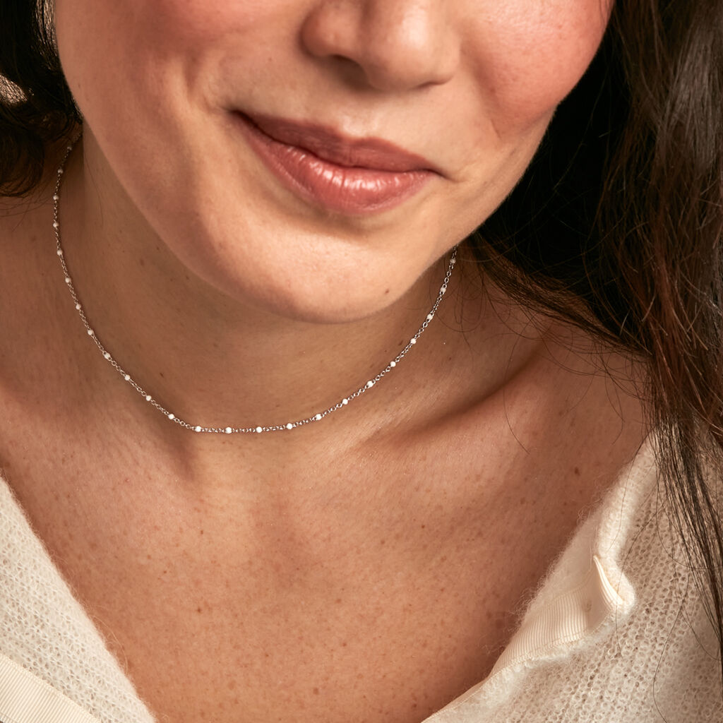 Collier Polka Argent Blanc