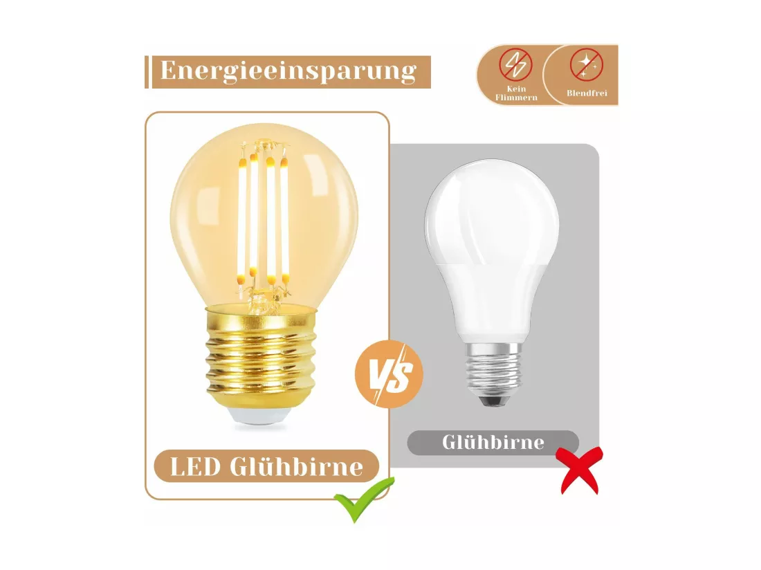 NETTLIFE Lot de 6 ampoules LED E27 à filament vintage blanc chaud 2700K 4W modèle G45 en verre de haute qualité idéales pour hôtel café maison bar