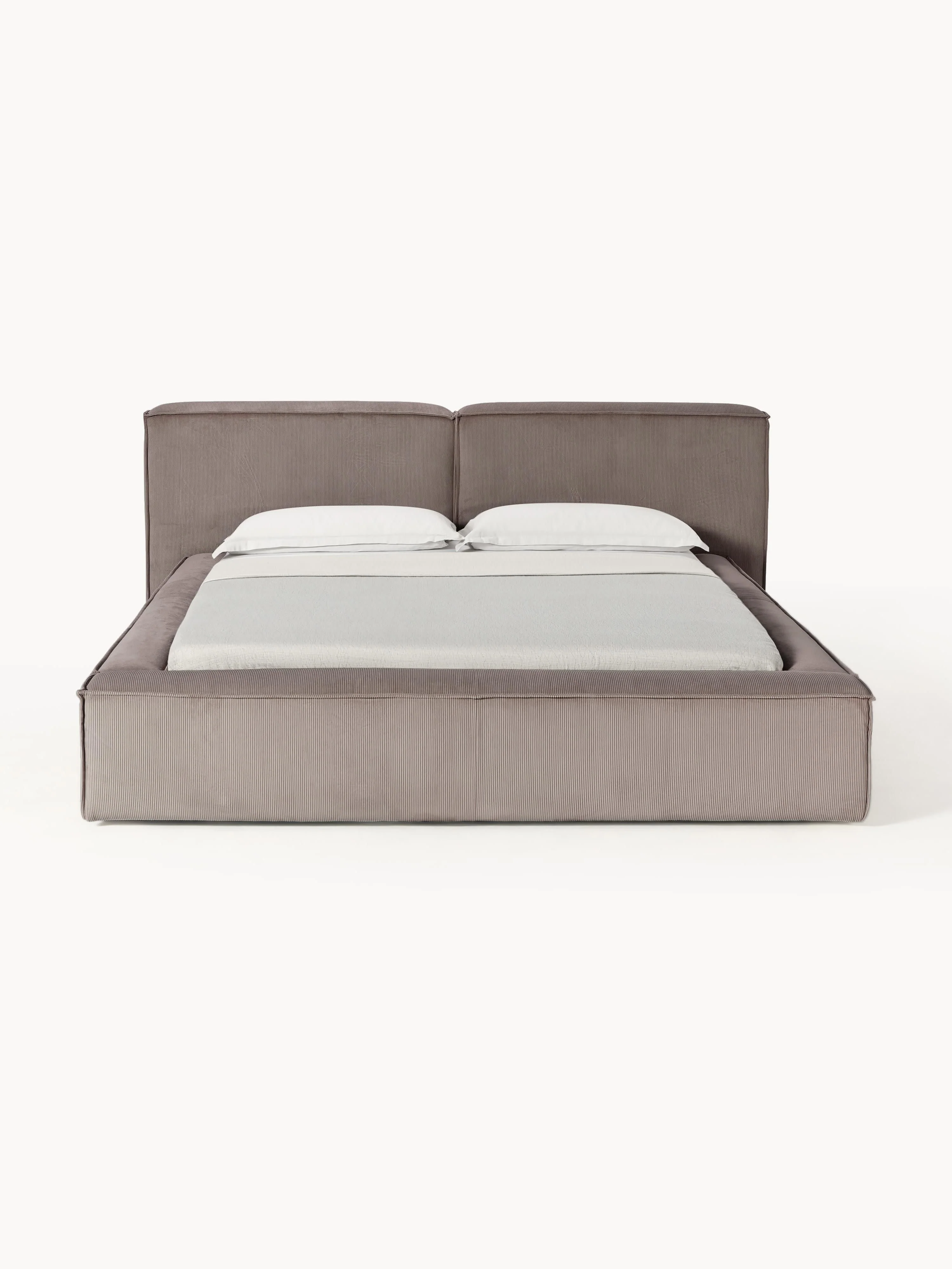Gestoffeerd bed Lennon van corduroy met opbergruimte