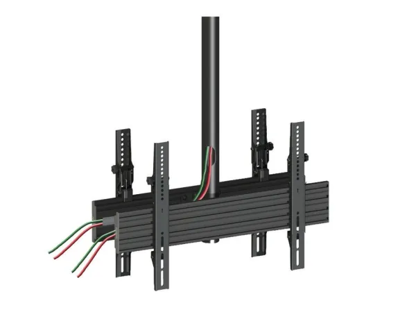 Multibrackets M Ceiling Mount Pro MBC1UX2 - Monteringssæt (loftsplade, loftspladeafdækning, 4 vippearme, 2 pæleklemmer, 2 skinner, 2 forlængerrør (80 cm)) - for 2 LCD displays - aluminium, stål - sort - skærmstørrelse: 40