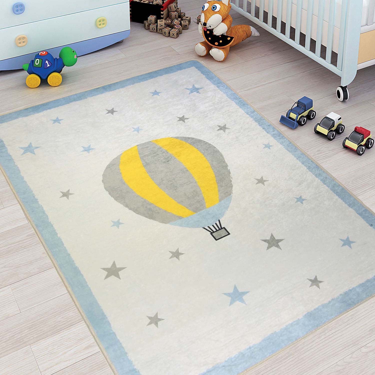 Mani Textile TPS_MONGOL_00 - Tapis Enfant MONGOLFIERE