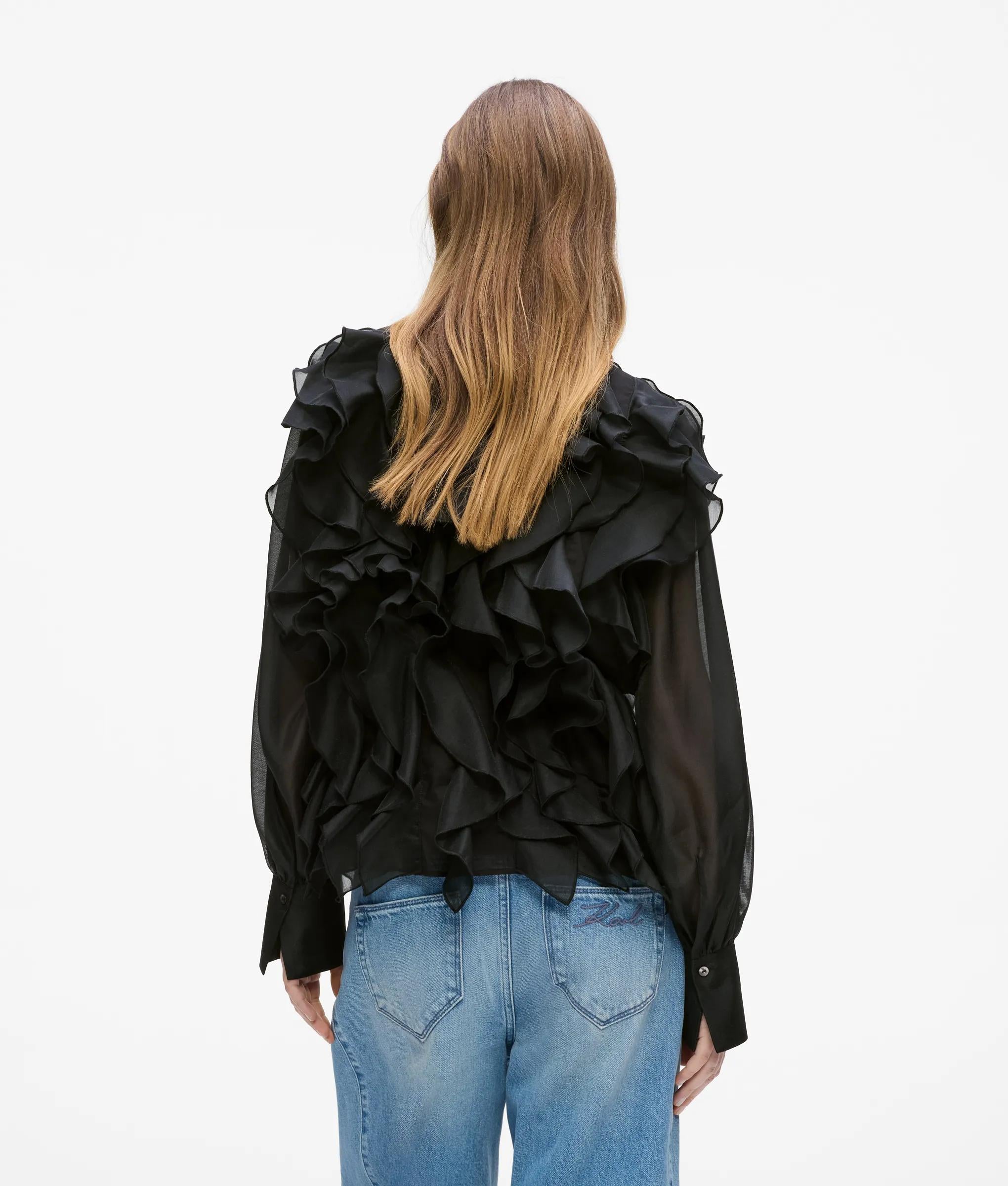 Organza blouse met ruches