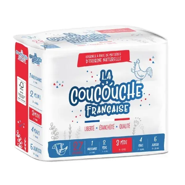 Fraldas La Coucouche Française Premium Tamanho 3 (4-9kg) - 27 unidades