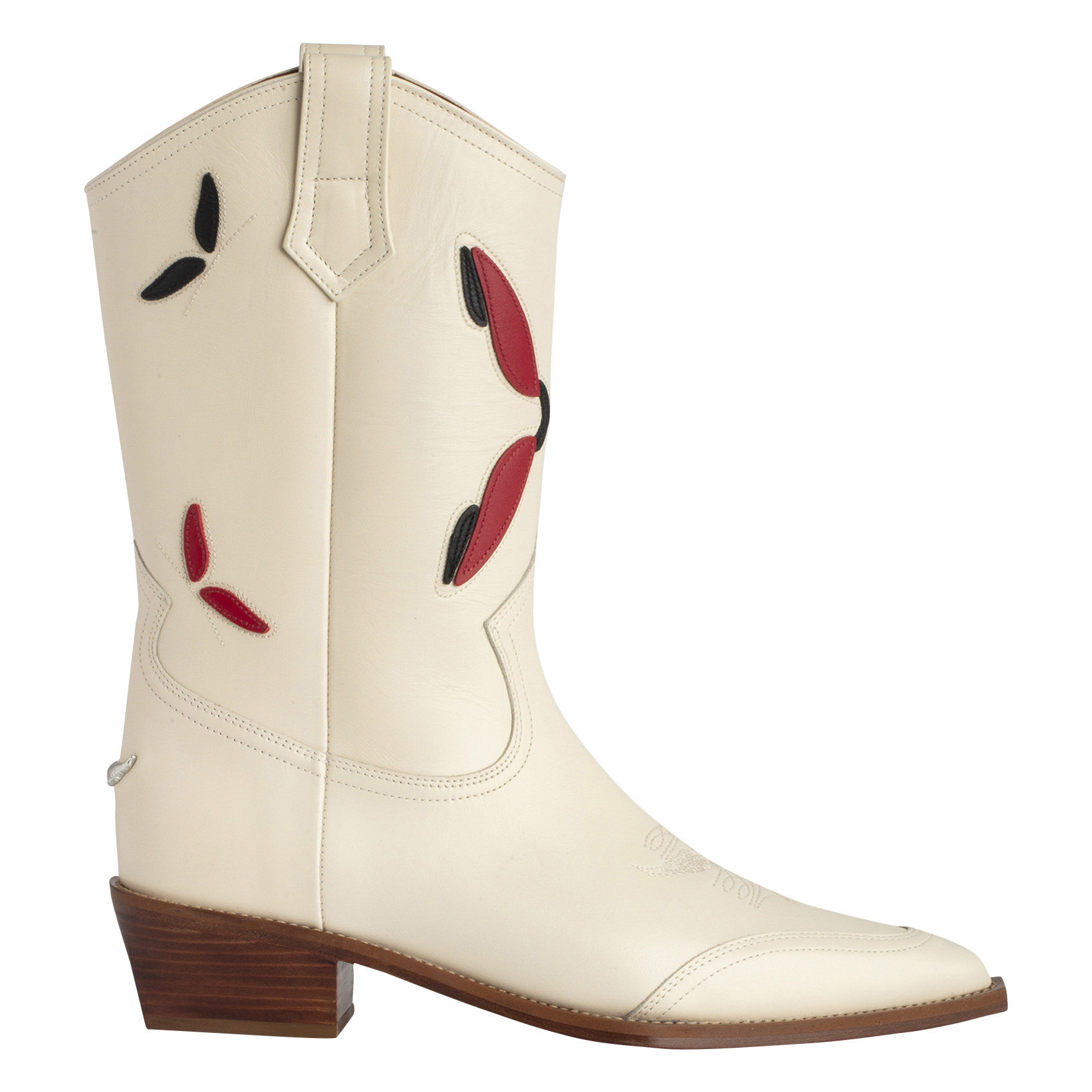CARA WESTERN - Bottes western brodées en cuir | Blanc