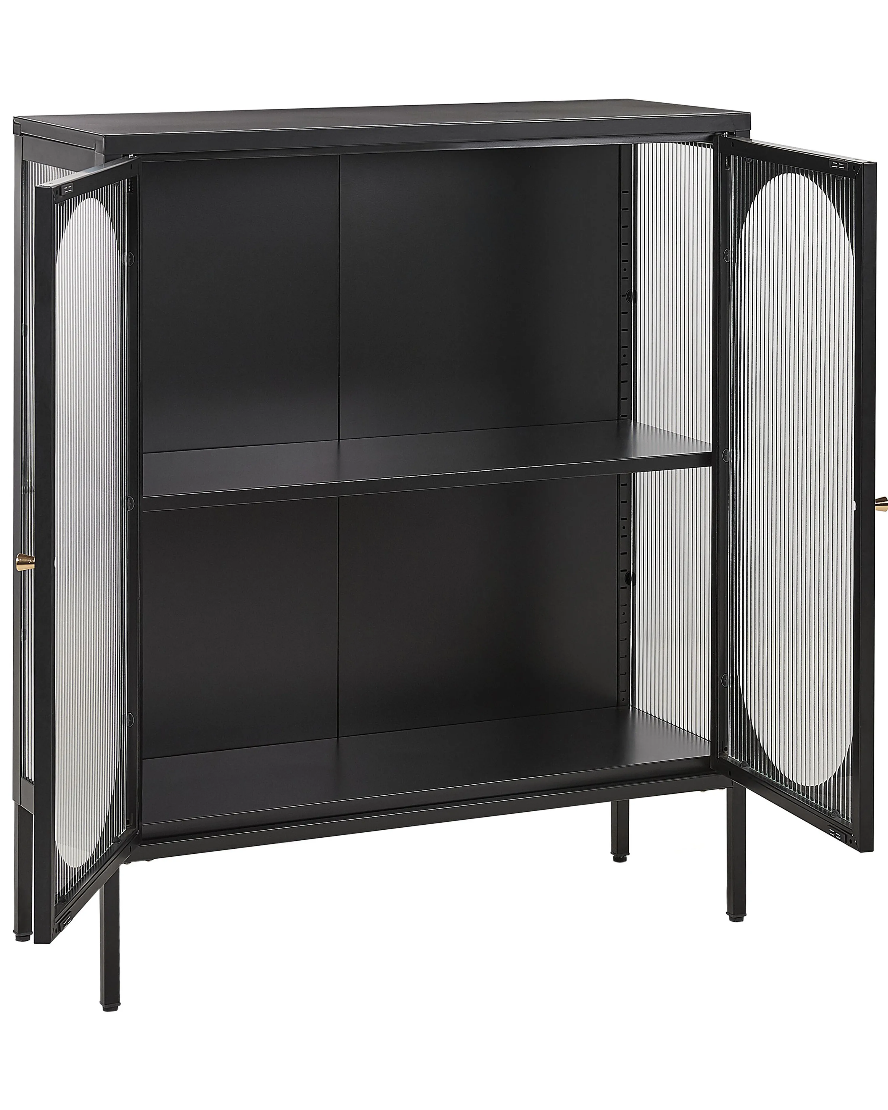Dressoir met glazen deuren SARRE Metaal 90 cm Zwart