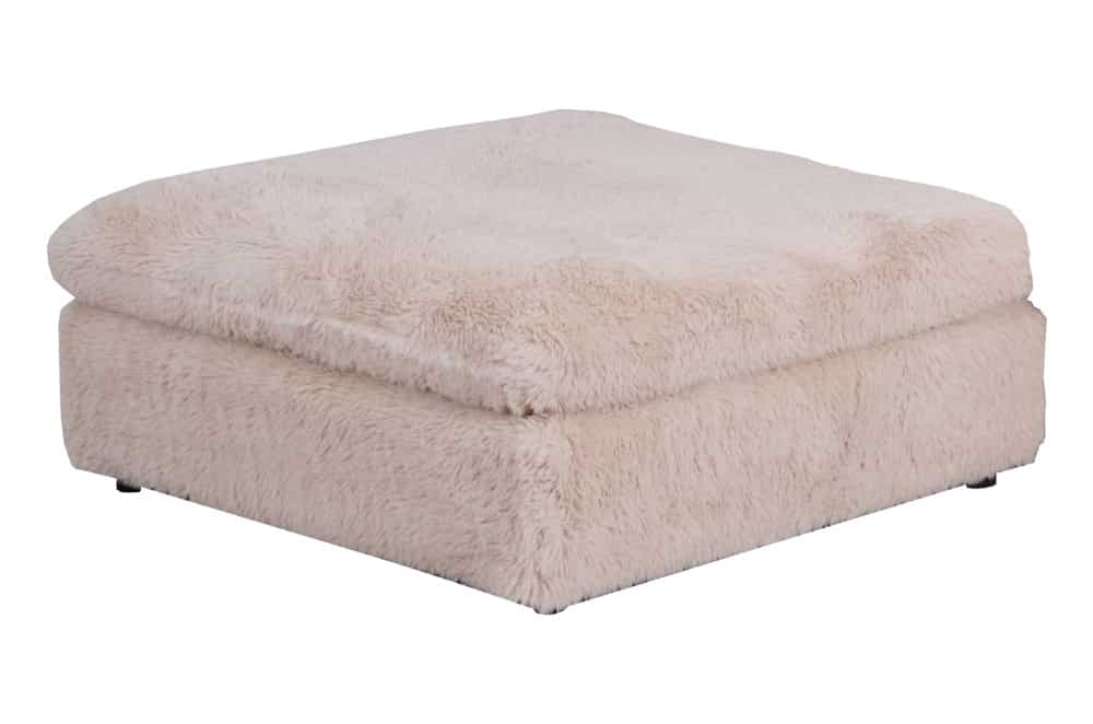 Großer Sitzhocker YETI 100cm beige sand Shaggy-Stoff langfloriger Plüsch Sofahocker