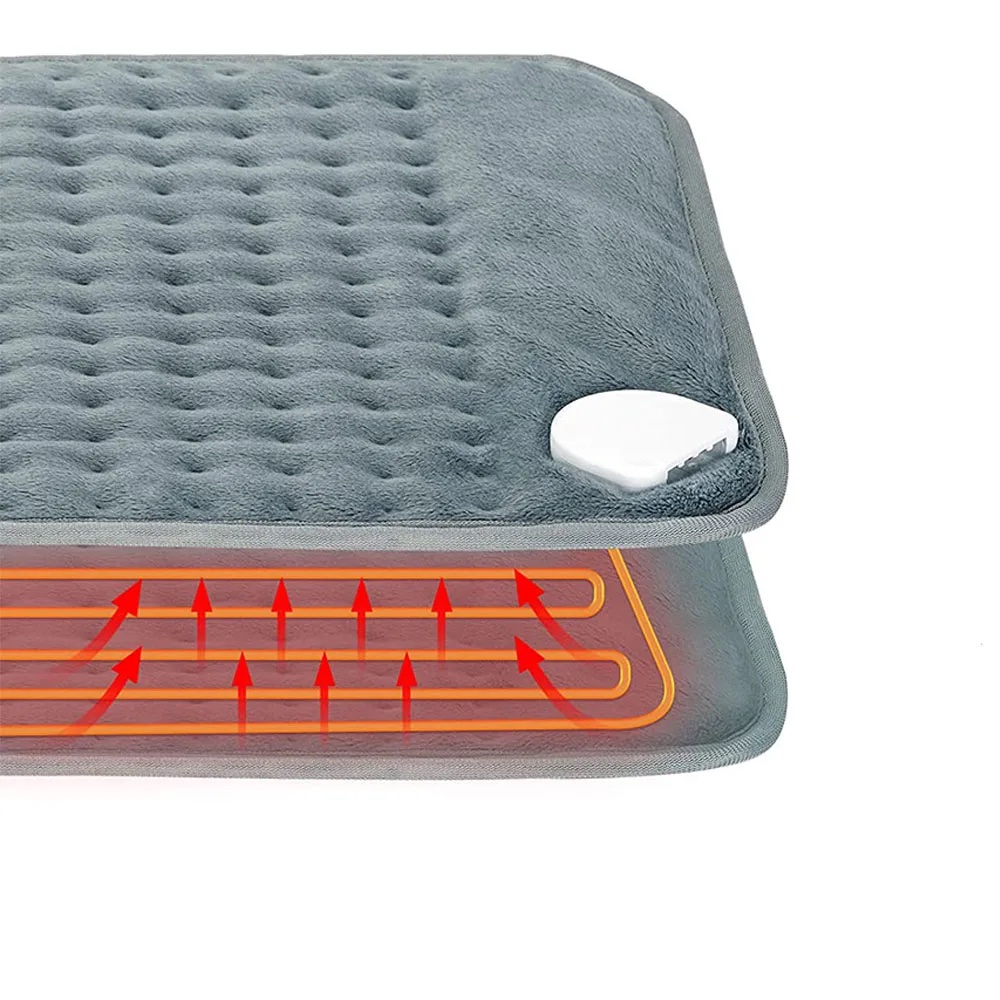 (75x40cm) Heizkissen Elektrische Wärmedecke mit Timer   6 Hitzestufen - Grau