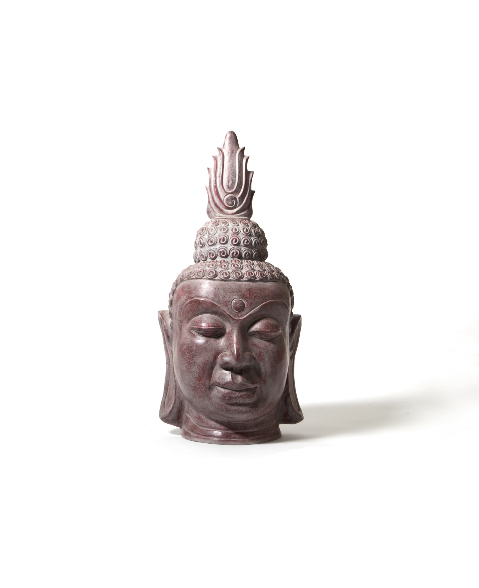 Keramik-Skulptur 'Buddhakopf mit Flamme', T 38 cm, B 38 cm, H 73 cm von fischer's lagerhaus