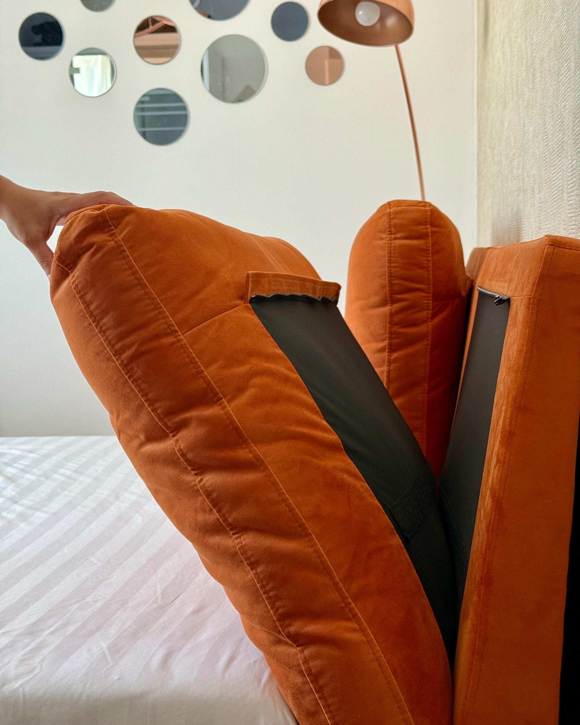 Bed Fluweel MELLE 160 x 200 cm Oranje