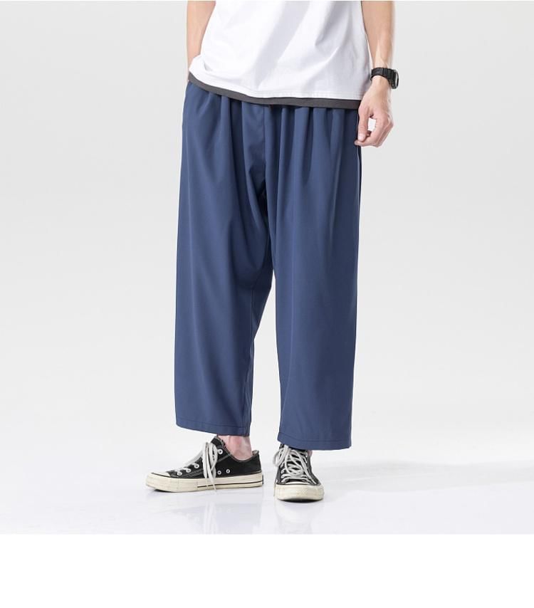 FORSETI - Effen cropped broek met wijde pijpen en trekkoordtaille