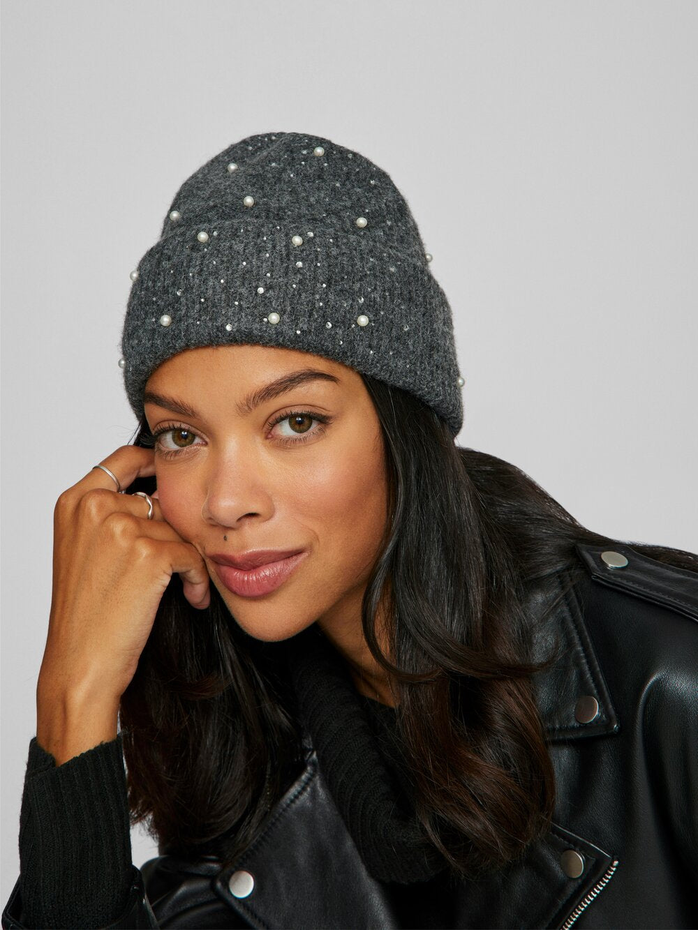 Vila  Visummer beanie - Dark Grey Melange