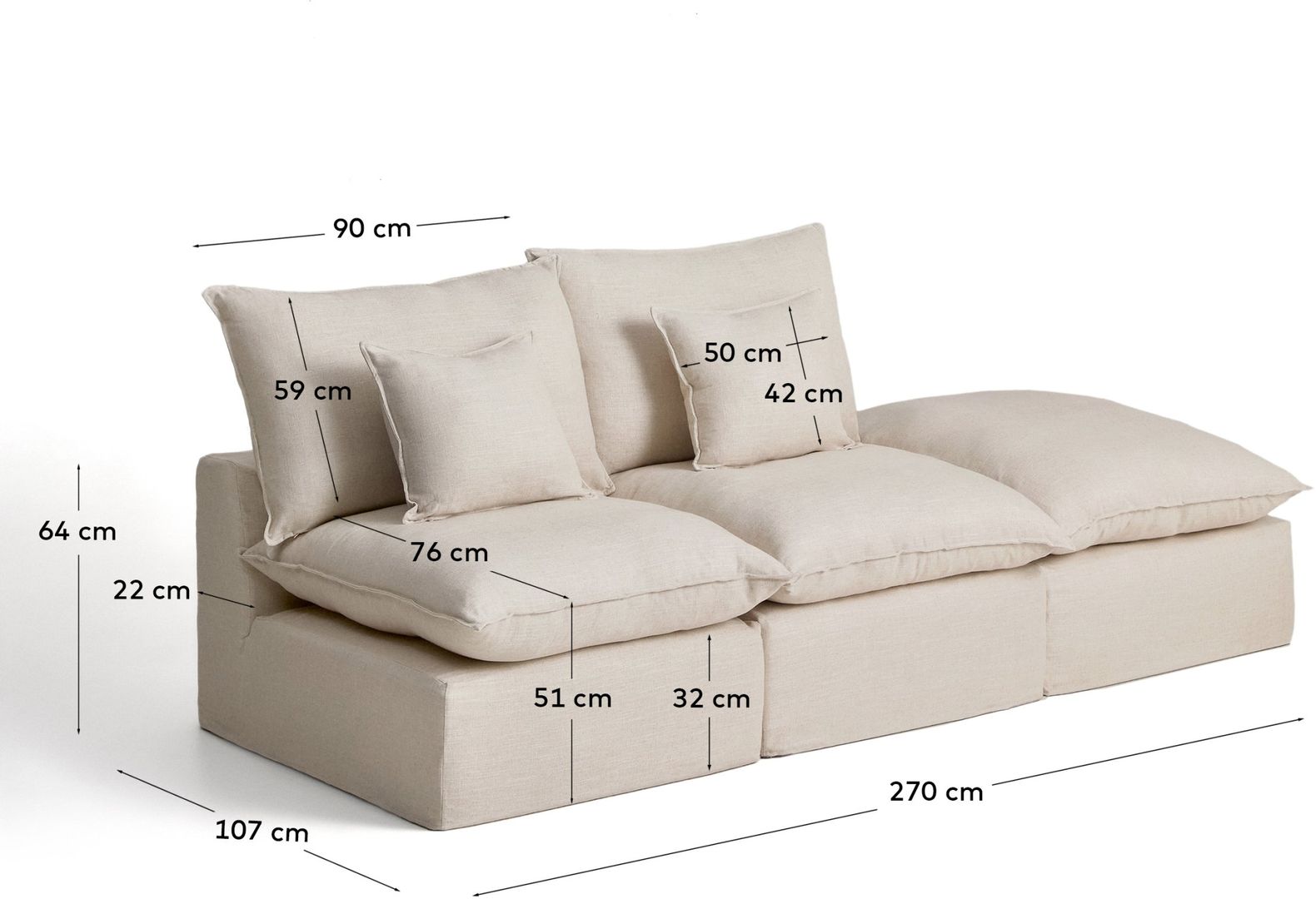 Kave Home   Anarela 2-Zitsbank + Hocker