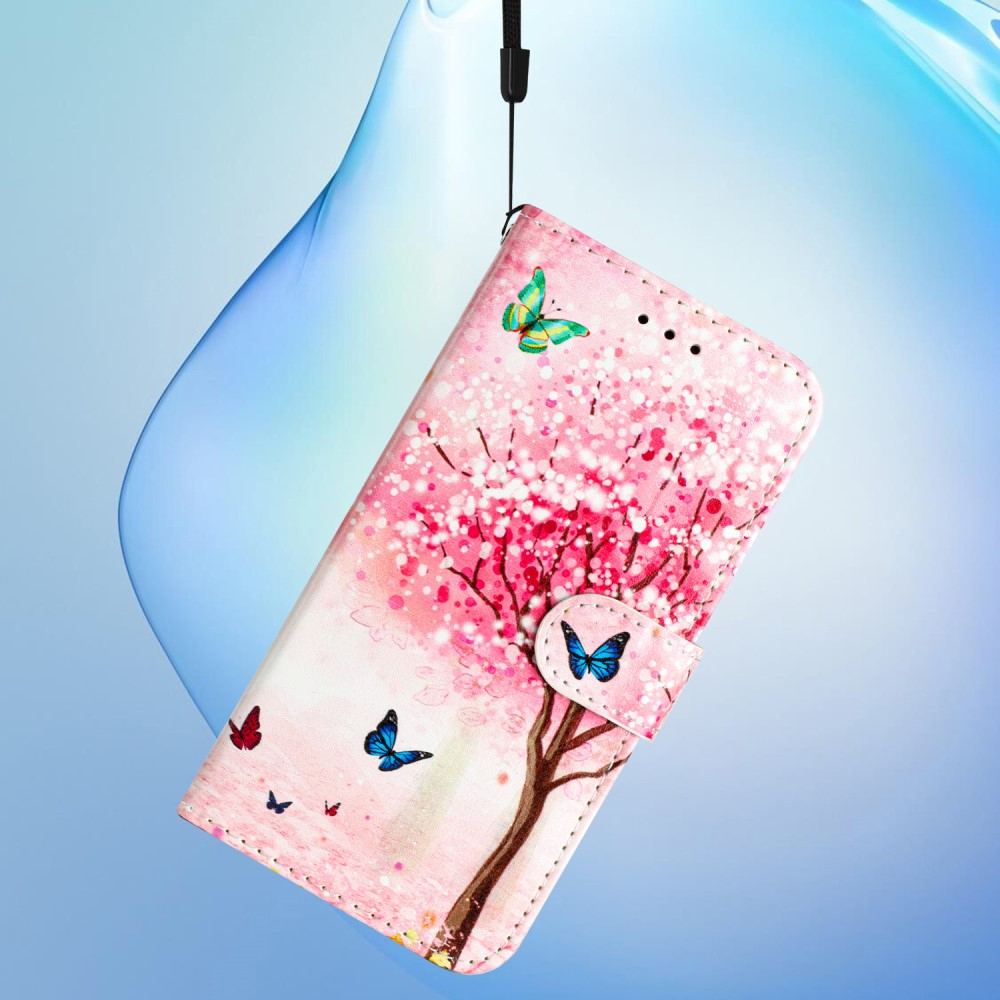 iPhone 16 Leder Tasche Hülle mit Kartenfach Kirschblütenbaum