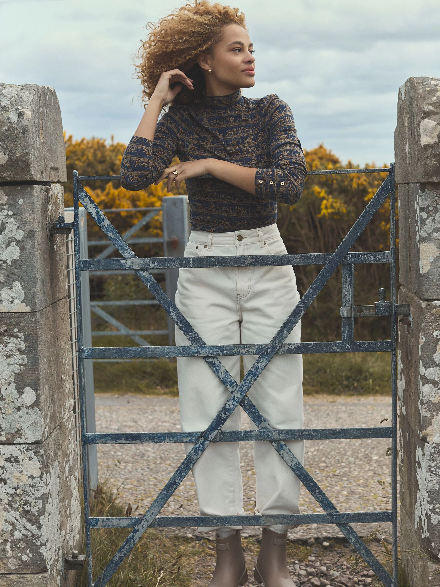 Joules - Hoogsluitende jersey top met lange mouwen