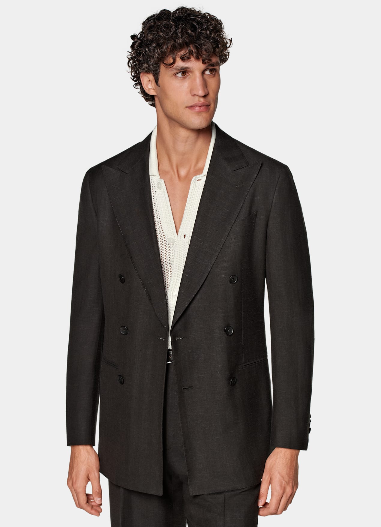Costume Havana coupe Tailored marron foncé à chevrons