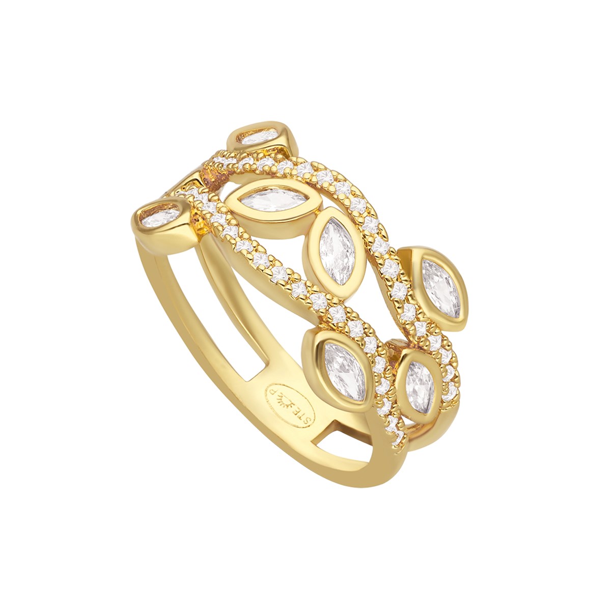 Bague Dorée Motif Floral Coloré