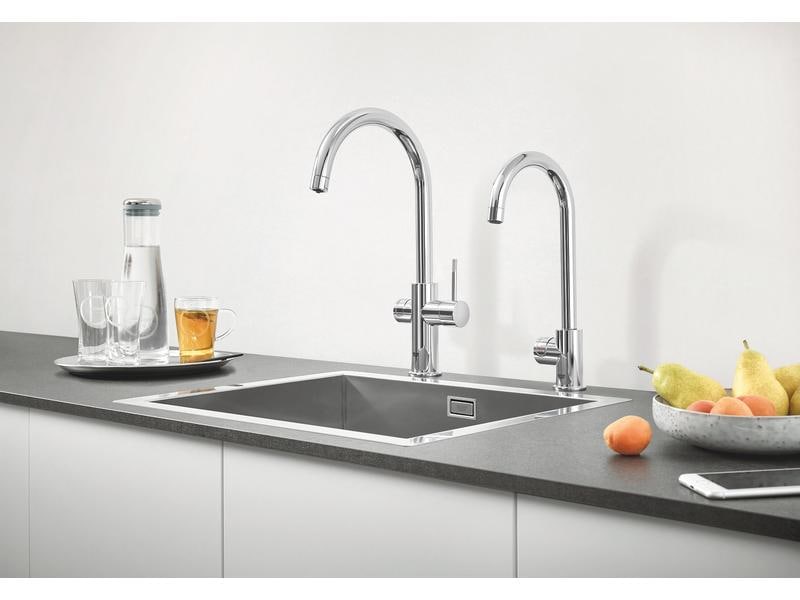 GROHE Küchenarmatur Blue Professional C-Auslauf Set Chrome Einhand-Spültischbatterie mit Filterfunktion