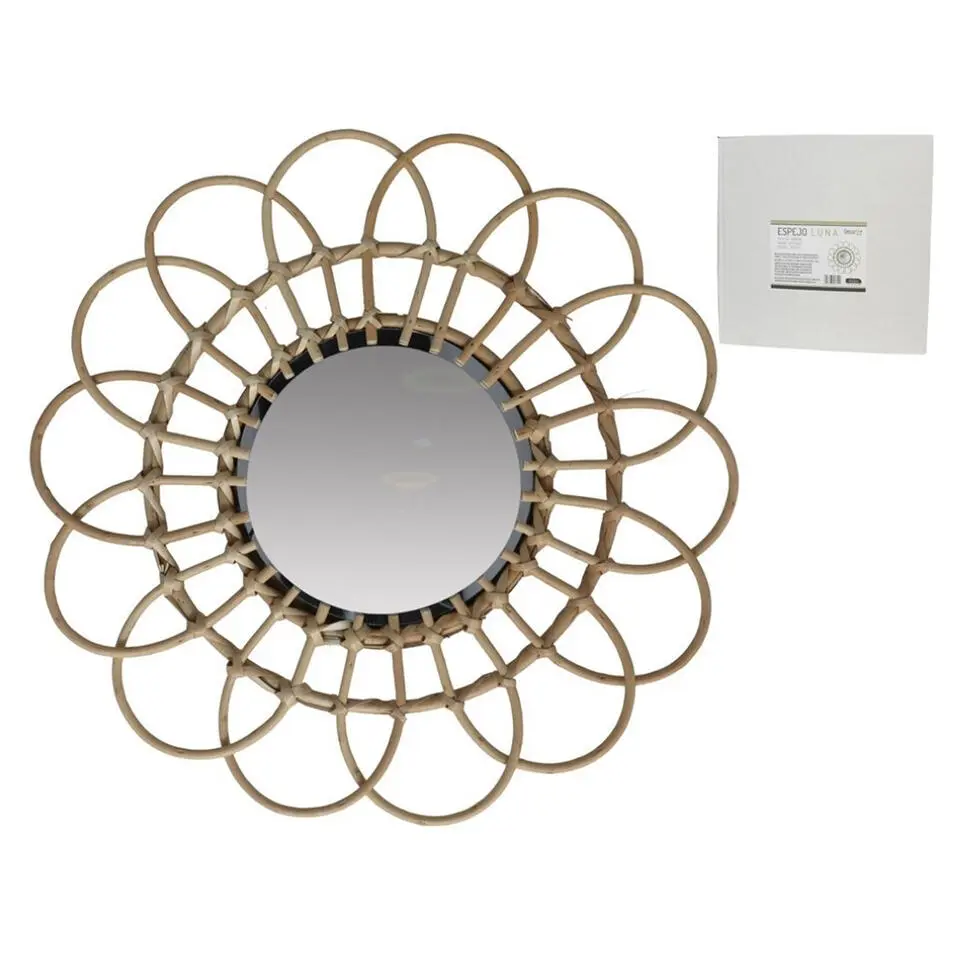 Home & Styling Ronde wandspiegel bohemian - bruin - bamboo- D45cm