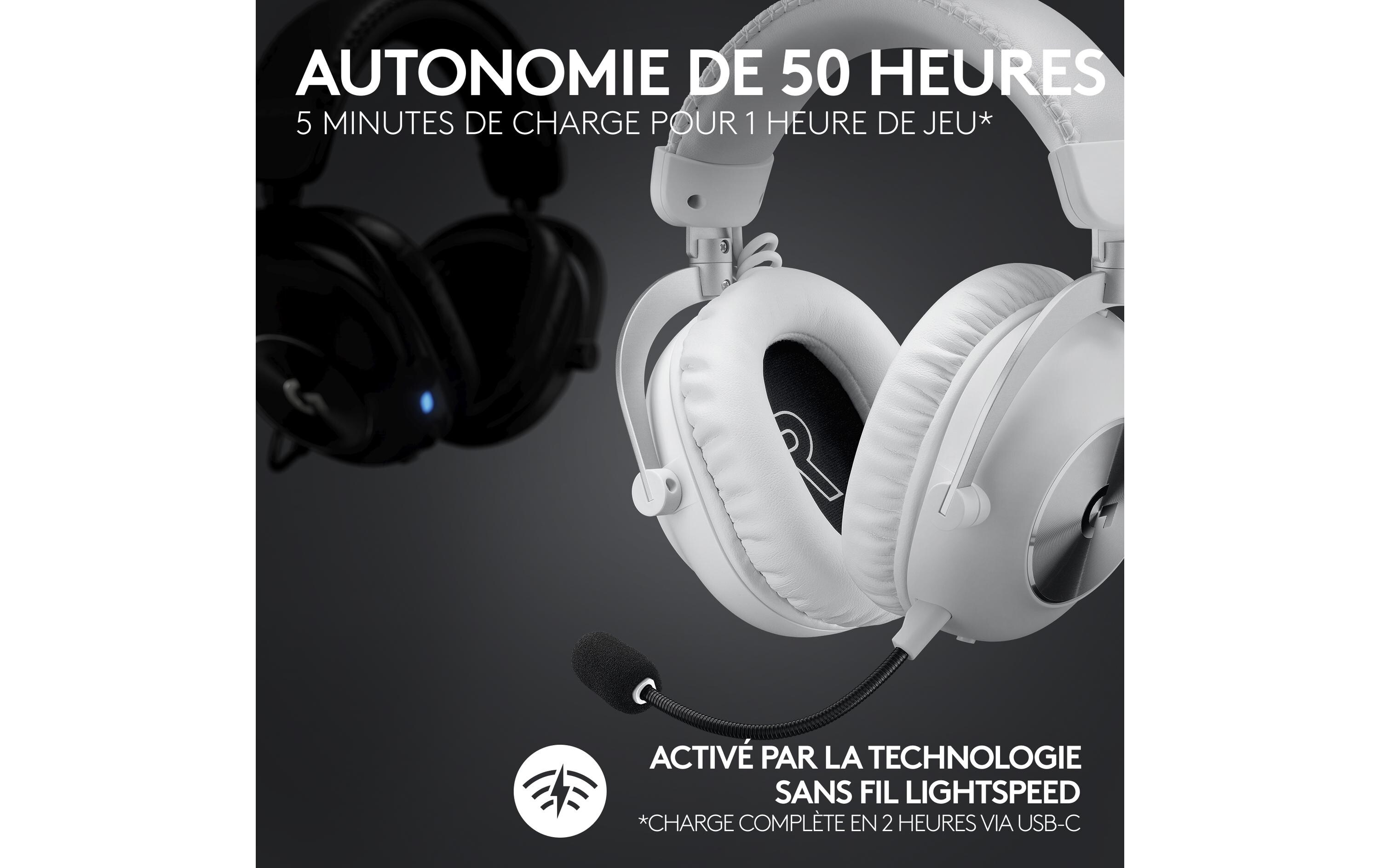 Headset G Pro X 2 Wireless Lightspeed Gaming Weiss<br>Kabelloses Over-Ear-Headset mit Surround-Sound und weichem Ohrpolster