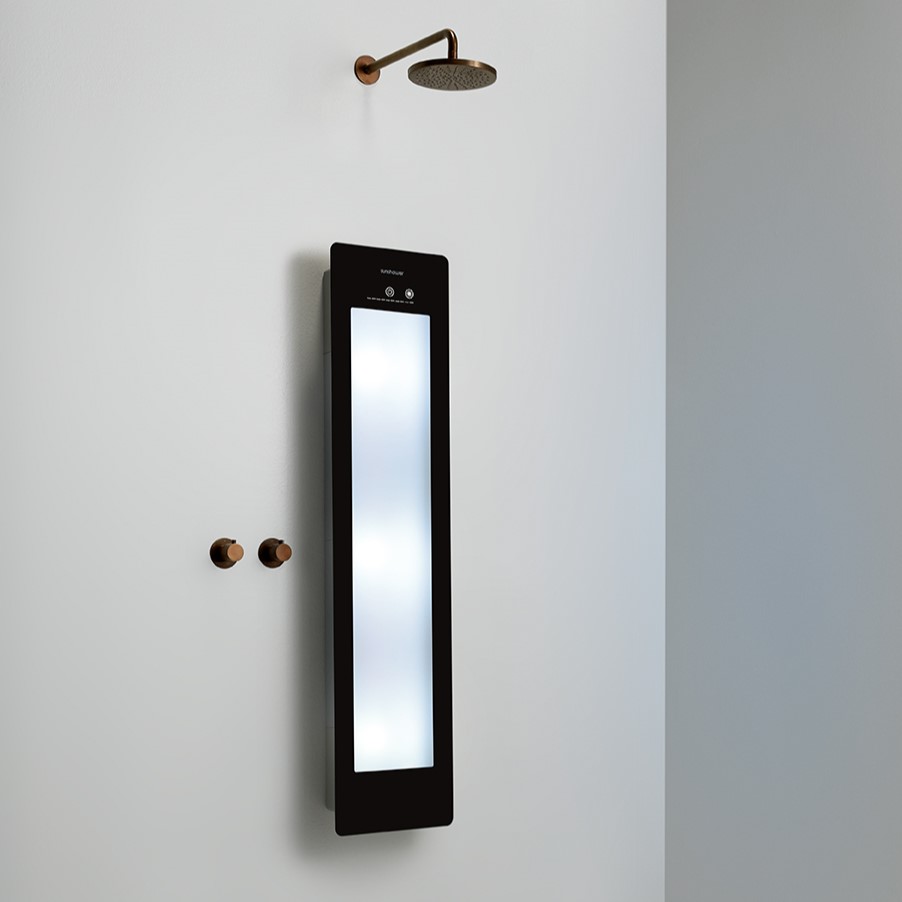 Sunshower Round Plus Medium Black infraroodlamp en UV 33x140x10cm opbouw