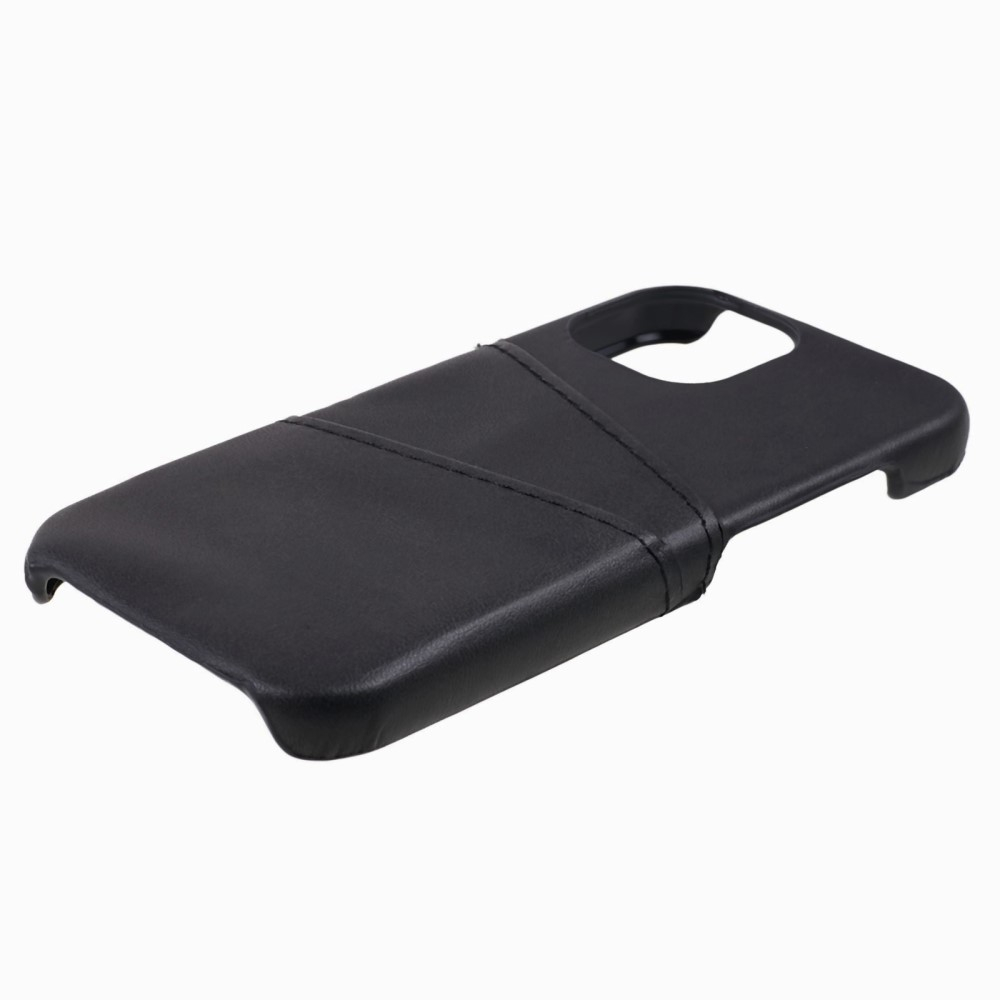 iPhone 15 Leder Hülle Snap Case   Kartenfach - Schwarz